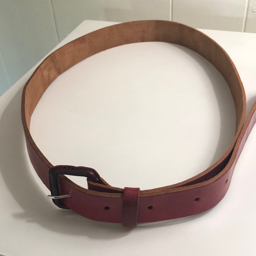 EUC Authentic Red Leather Belt Made In Mexico